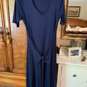 Mid length beautiful soft with wrap tie blue dress
